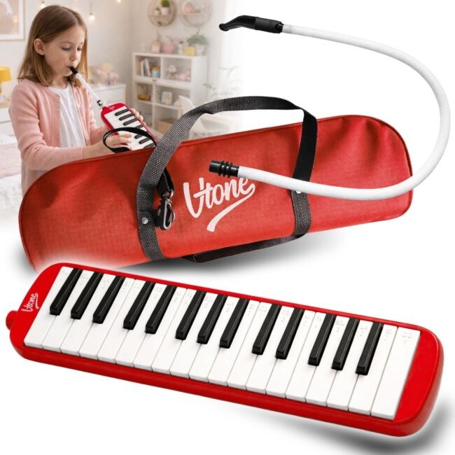 V-TONE MELODY 32 RD melodyka melodyjka harmonijka klawiszowa czerwona 32-klawiszowa 40,5 cm torba transportowa ściereczka do czyszczenia zestaw