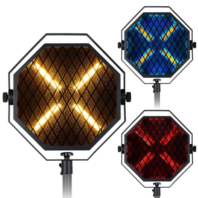 EVOLIGHTS LUMENO X V2 reflektor vintage oświetlenie sceniczne retro ciepła biel efekt tła 4x60W WW LED + 48x0,2 RGB LED