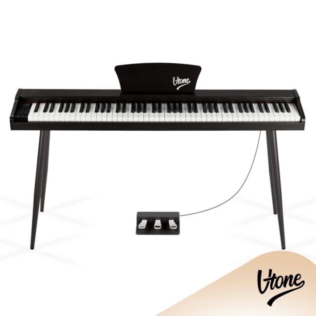 V-TONE BL-130 BK pianino cyfrowe czteronożne czarne wolnostojące 88 klawiszy Bluetooth MIDI pulpit do nut 3 pedały pianinowe zasilanie sieciowe głośniki 3x wyjście słuchawkowe wejście audio zestaw
