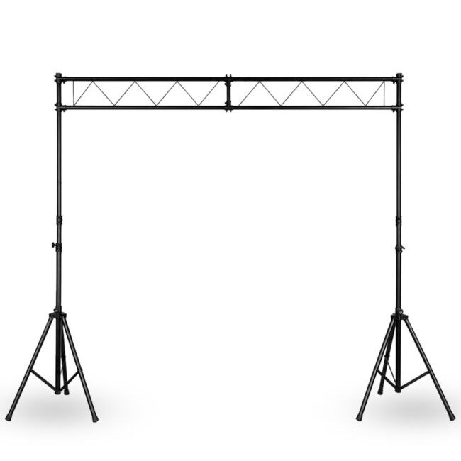STAND4ME LTS 1 rampa oświetleniowa statyw DJ brama wolnostojąca konstrukcja sceniczna do 100 kg stal czarna 240-400 cm