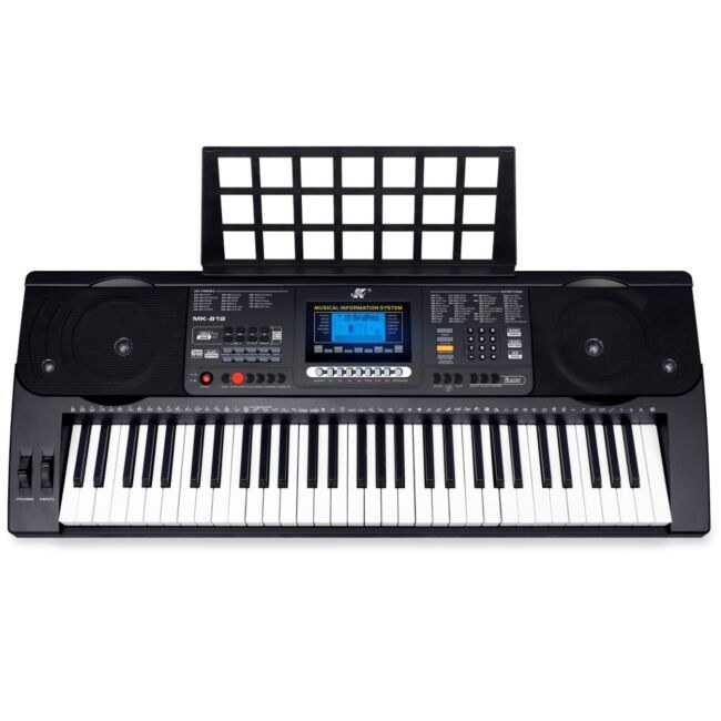MK 812 KEYBOARD elektroniczny edukacyjny przenośny 61 dynamicznych klawiszy pulpit do nut odtwarzacz MP3 USB głośniki wyjście słuchawkowe