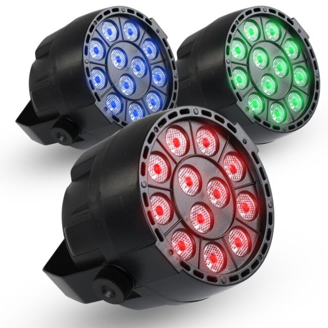 LIGHT4ME PAR 18W RGB reflektor sceniczny oświetlenie imprezowe DJ LED DMX uchwyt montażowy sterowanie dźwiękiem
