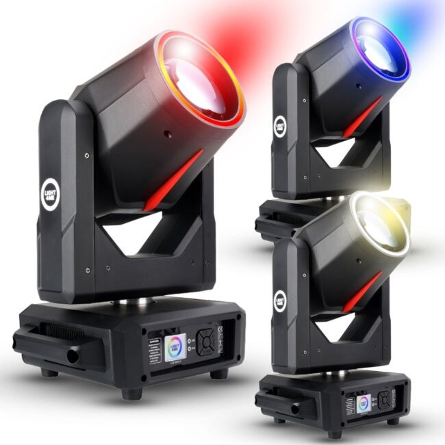 LIGHT4ME RED LINE 10R BEAM 295W głowica ruchoma beam lampa wyładowcza oświetlenie sceniczne DMX efekt ring LED 2x uchwyt montażowy omega