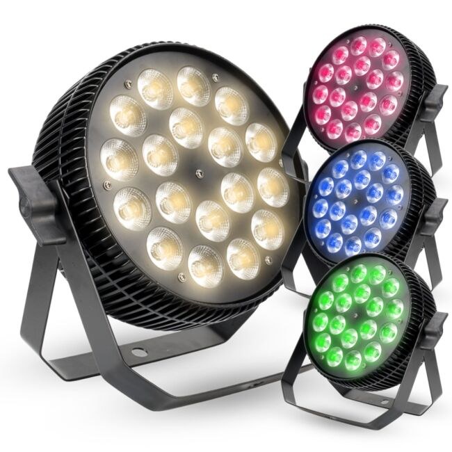 LIGHT4ME ALU TETRA RGBW PAR 18x10W reflektor sceniczny oświetlenie imprezowe DJ LED DMX uchwyt montażowy sterowanie dźwiękiem