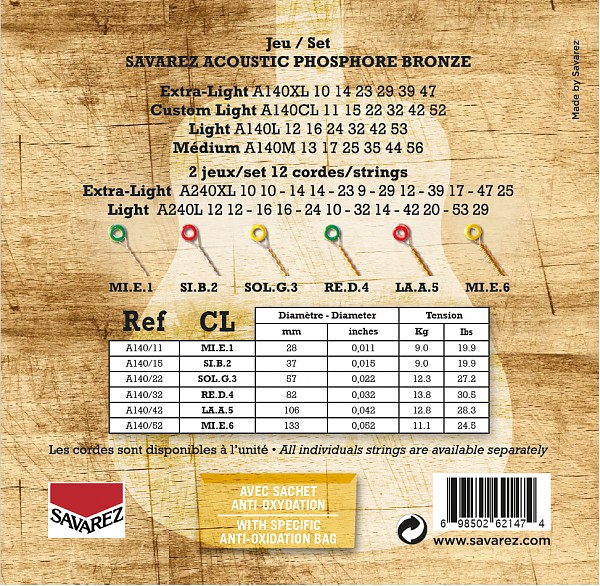SAVAREZ SA A140 CL komplet strun do gitary akustycznej