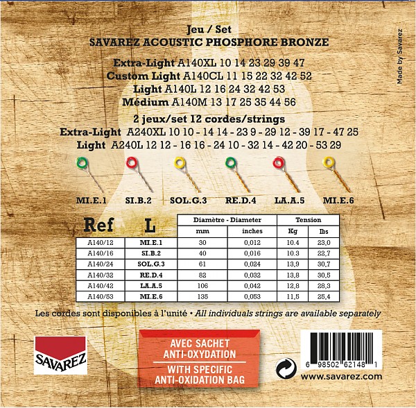 SAVAREZ SA A140 L komplet strun do gitary akustycznej