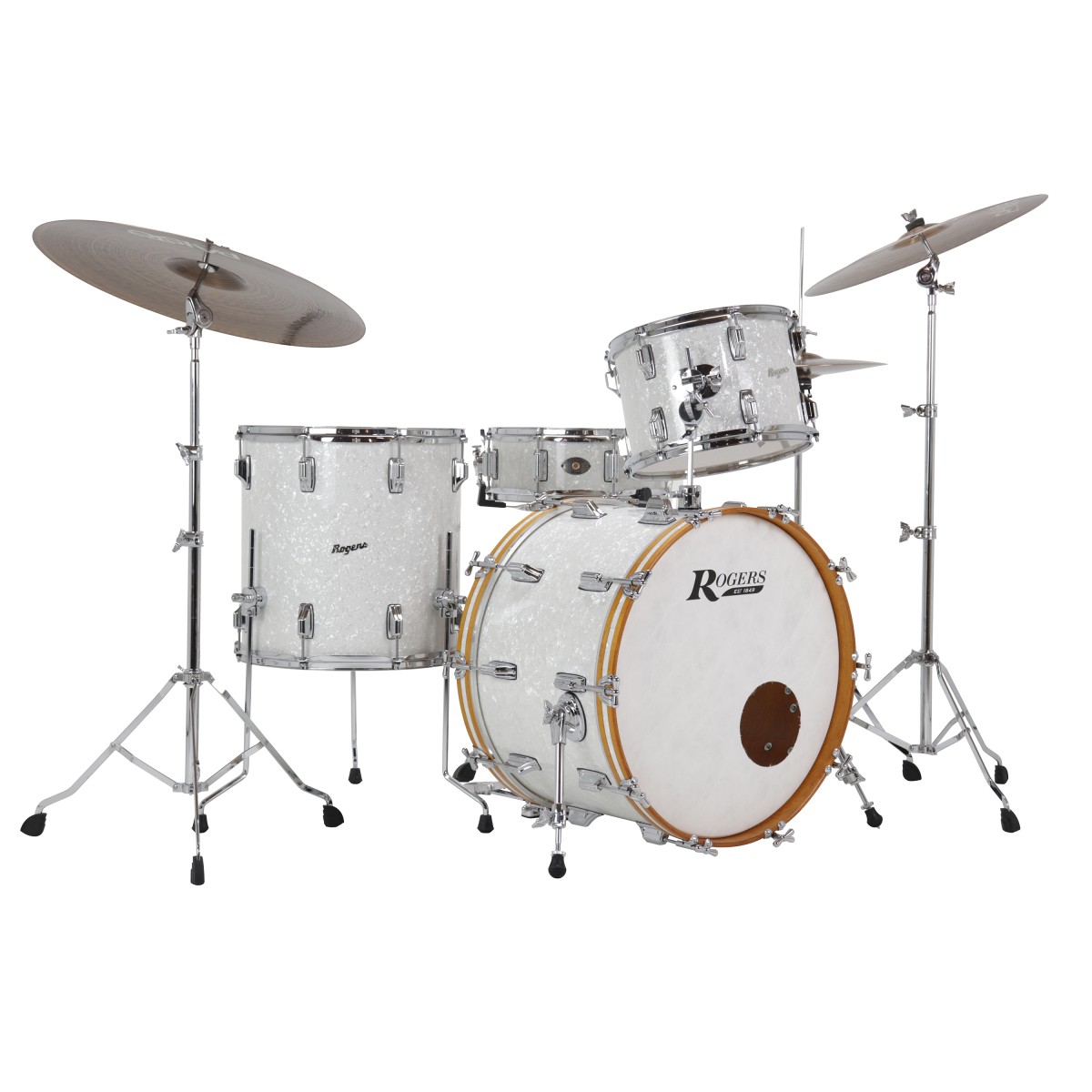ROGERS POWERTONE WHITE MARINE PEARL SHELL SET 13/16/22