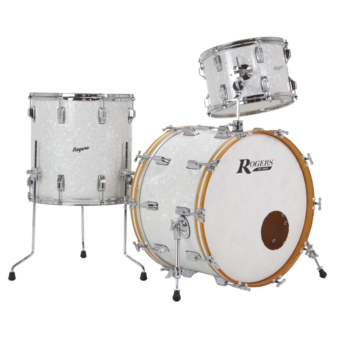 ROGERS POWERTONE WHITE MARINE PEARL SHELL SET 13/16/22