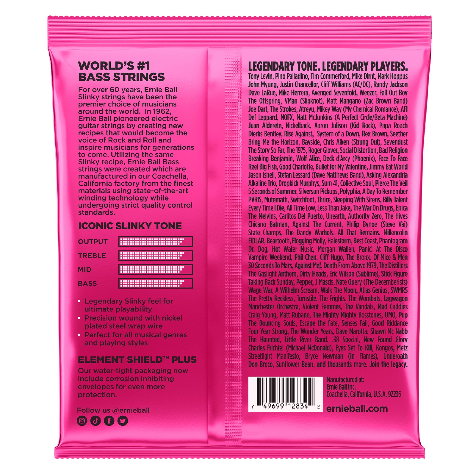 ERNIE BALL EB 2834 komplet strun do gitary basowej