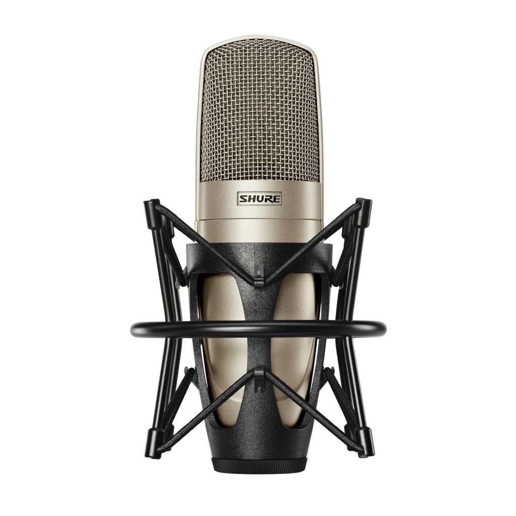 Shure KSM32/SL - Mikrofon studyjny, pojemnościowy, wielkomembranowy z koszykiem, szampański