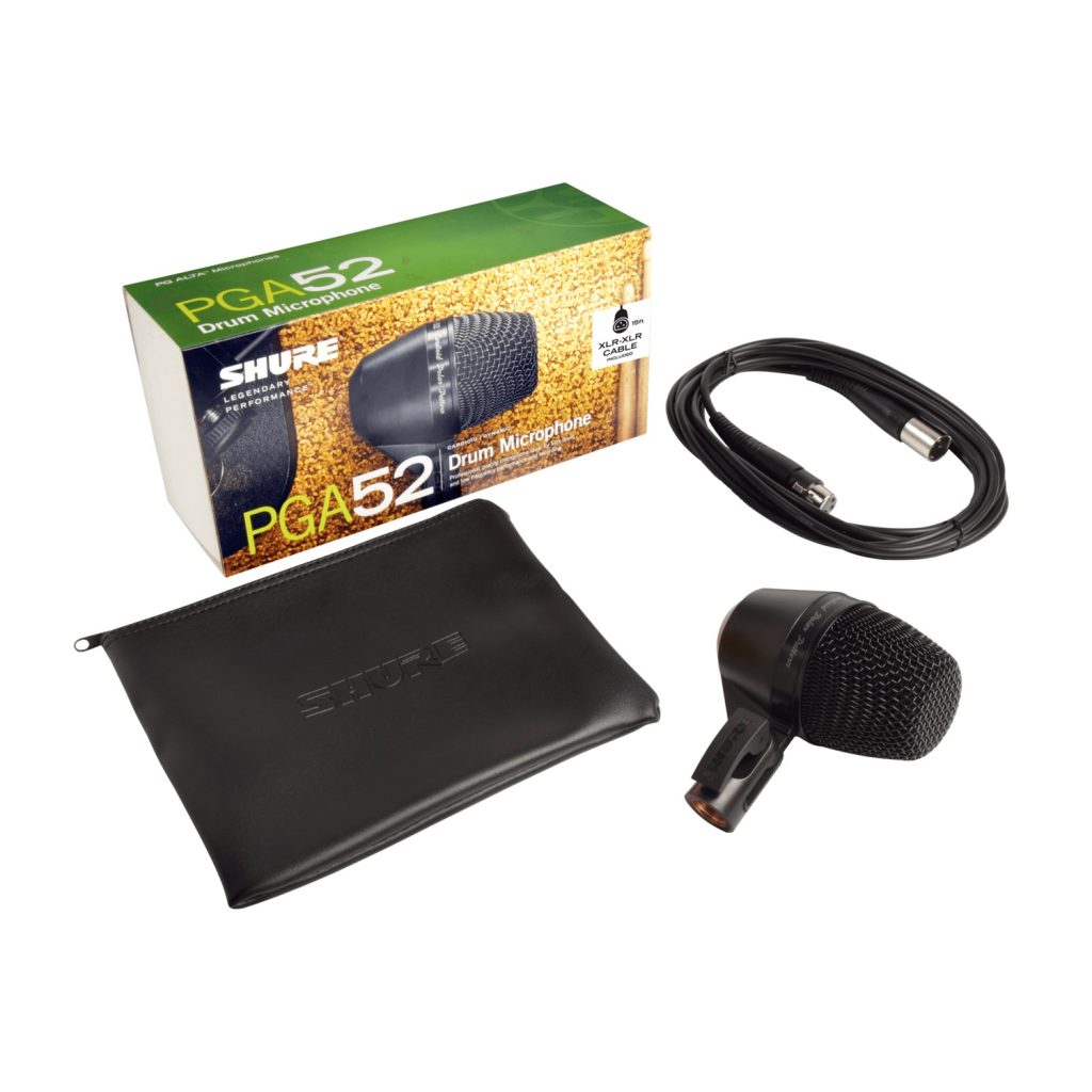 Shure PGA52-XLR - Mikrofon dynamiczny do kotła basowego i źródeł o niskich tonach, kabel XLR-XLR