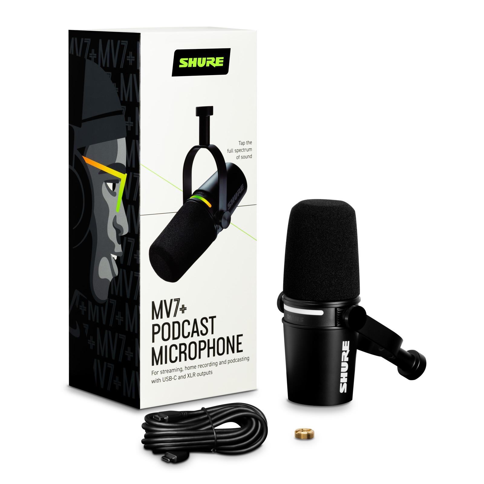 Shure MV7+-K - Mikrofon lektorski/wokalny ze złączem XLR/USB-C Czarny