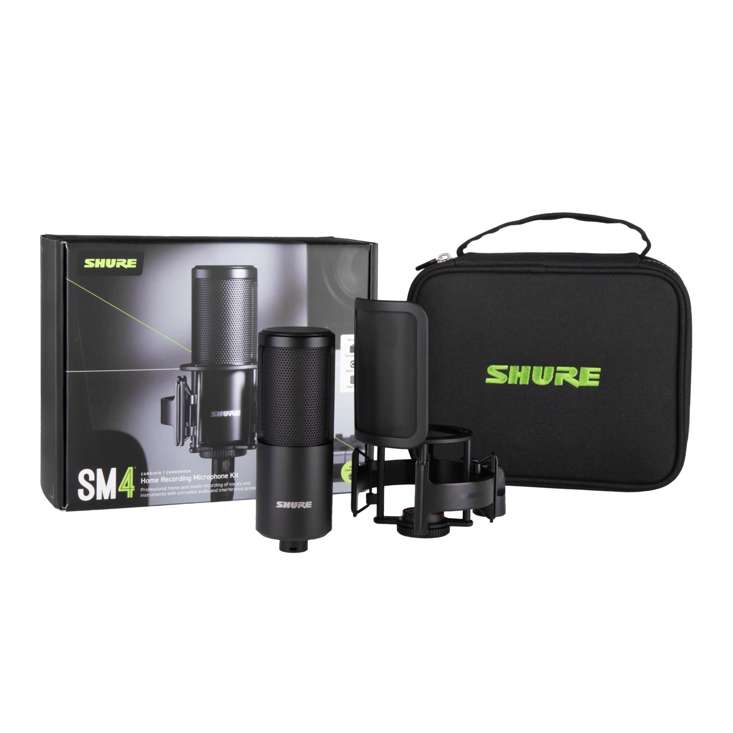 Shure SM4-K-KIT - SM4 MIC, BLACK, W/ SHOCK MOUNT, CASE