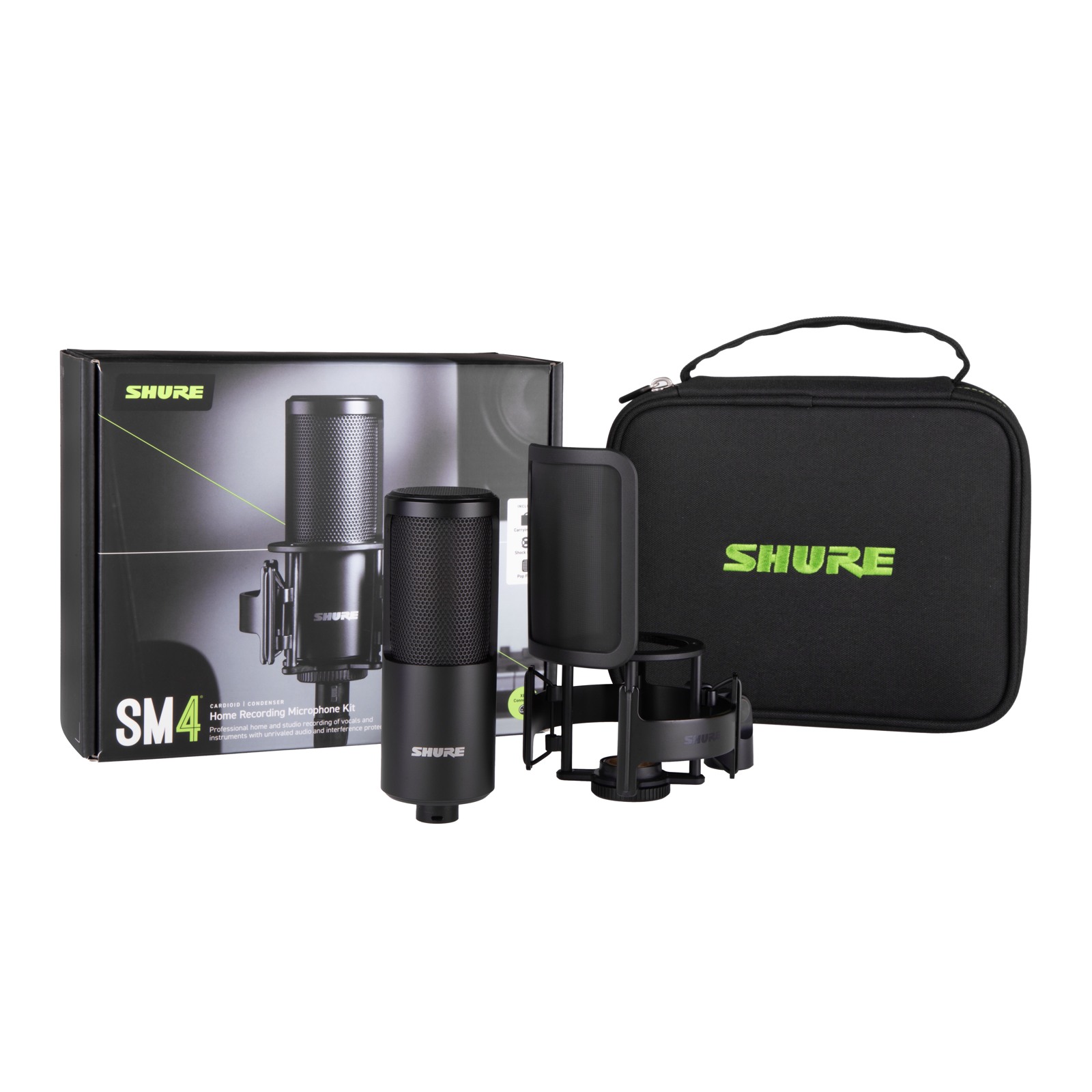 Shure SM4-K-KIT - SM4 MIC, BLACK, W/ SHOCK MOUNT, CASE