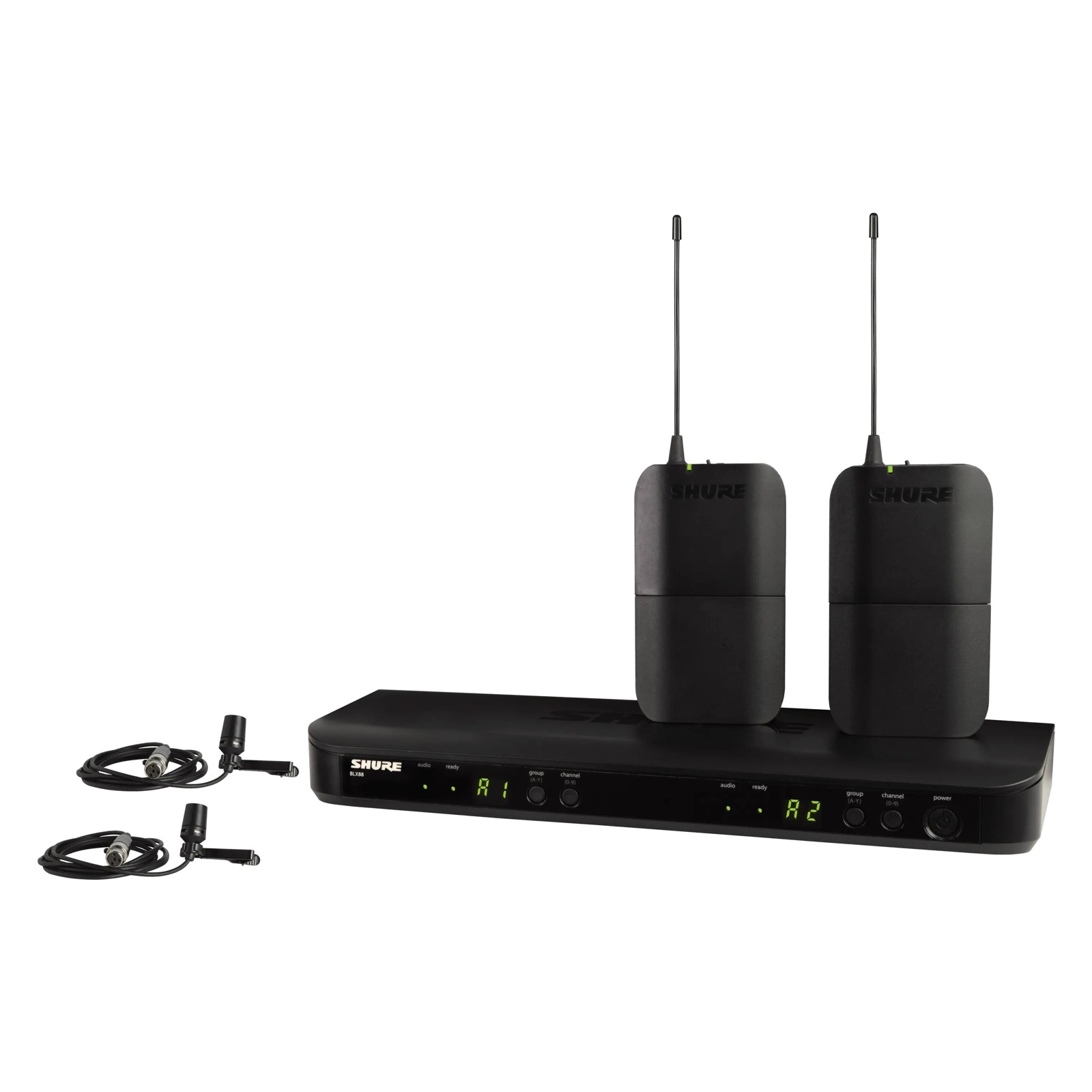 Shure BLX188E/CVL-H8E - System bezprzewodowy z podwójnym odbiornikiem i mikrofonami CVL (518-542 MHz)