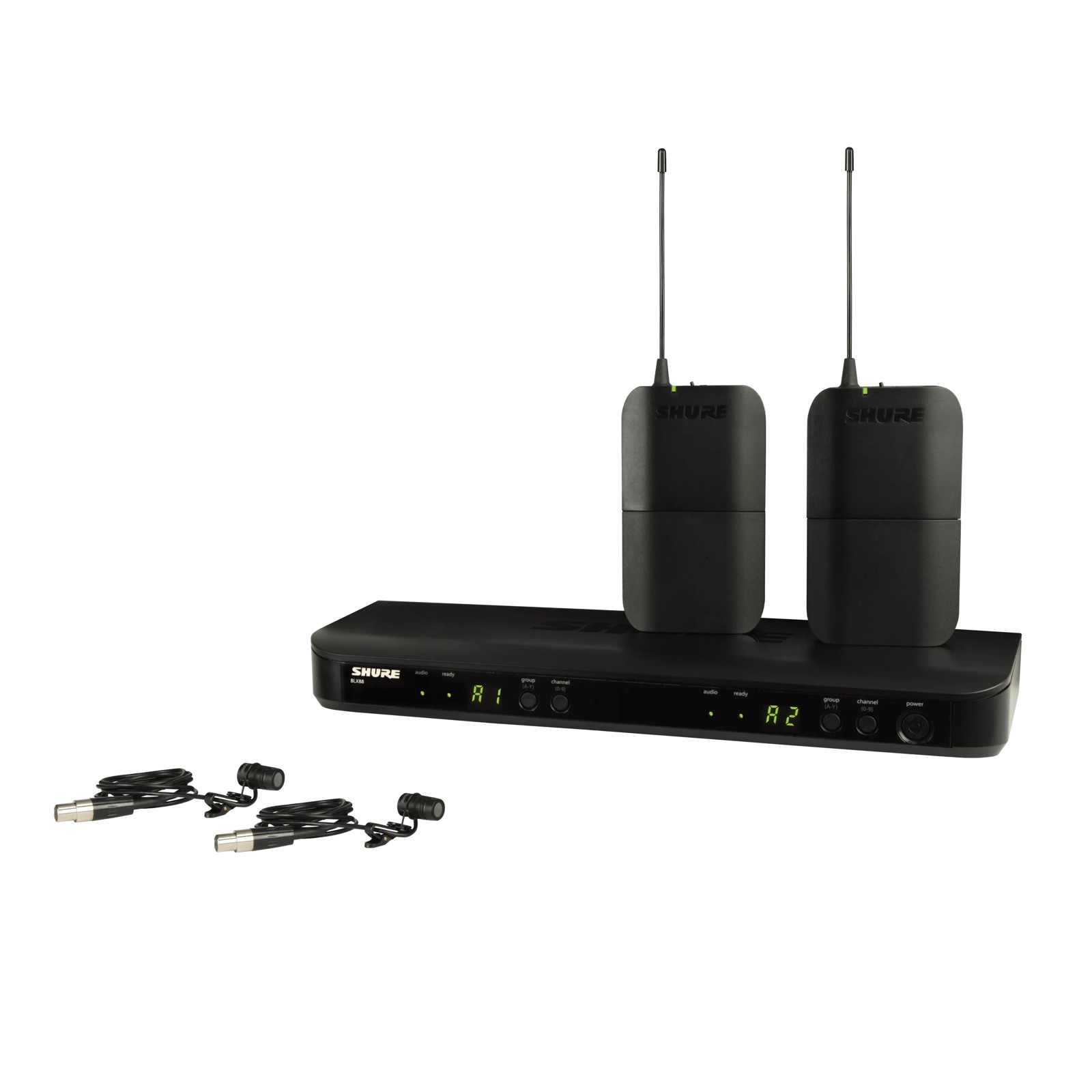 Shure BLX188E/W85-H8E - System bezprzewodowy z podwójnym odbiornikiem i mikrofonami WL185 (518-542 MHz)