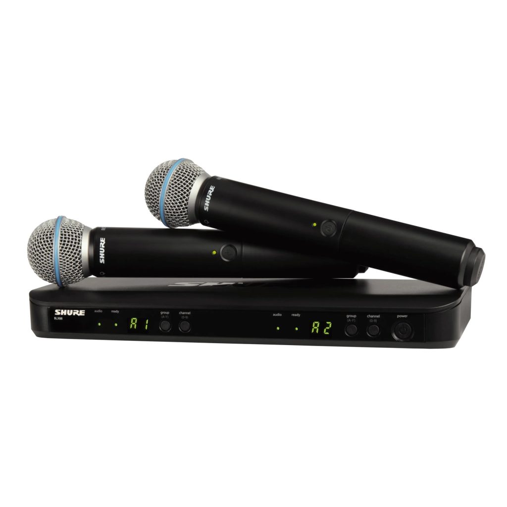 Shure BLX288E/B58-K3E - System bezprzewodowy z podwójnym odbiornikiem i mikrofonami B58 (606-630 MHz)