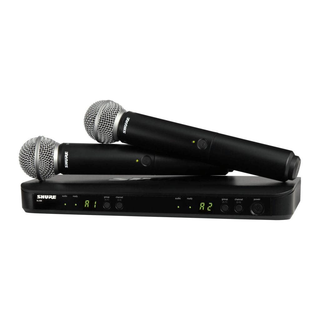 Shure BLX288E/SM58-K3E - System bezprzewodowy z podwójnym odbiornikiem i mikrofonami SM58 (606-630 MHz)