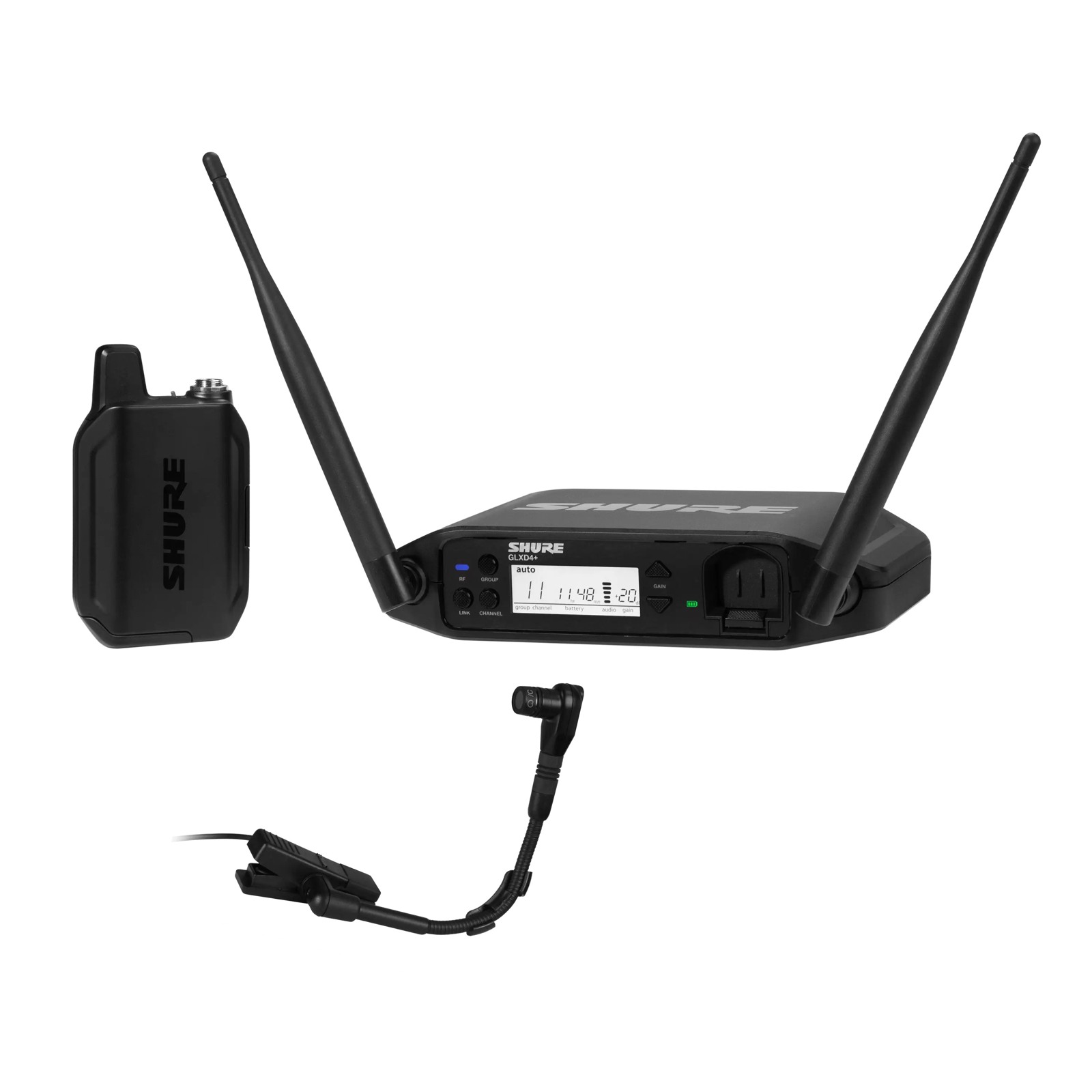 Shure GLXD14+E/B98 - Cyfrowy system bezprzewodowy DUAL BAND z nadajnikiem bodypack i mikrofonem instrum...