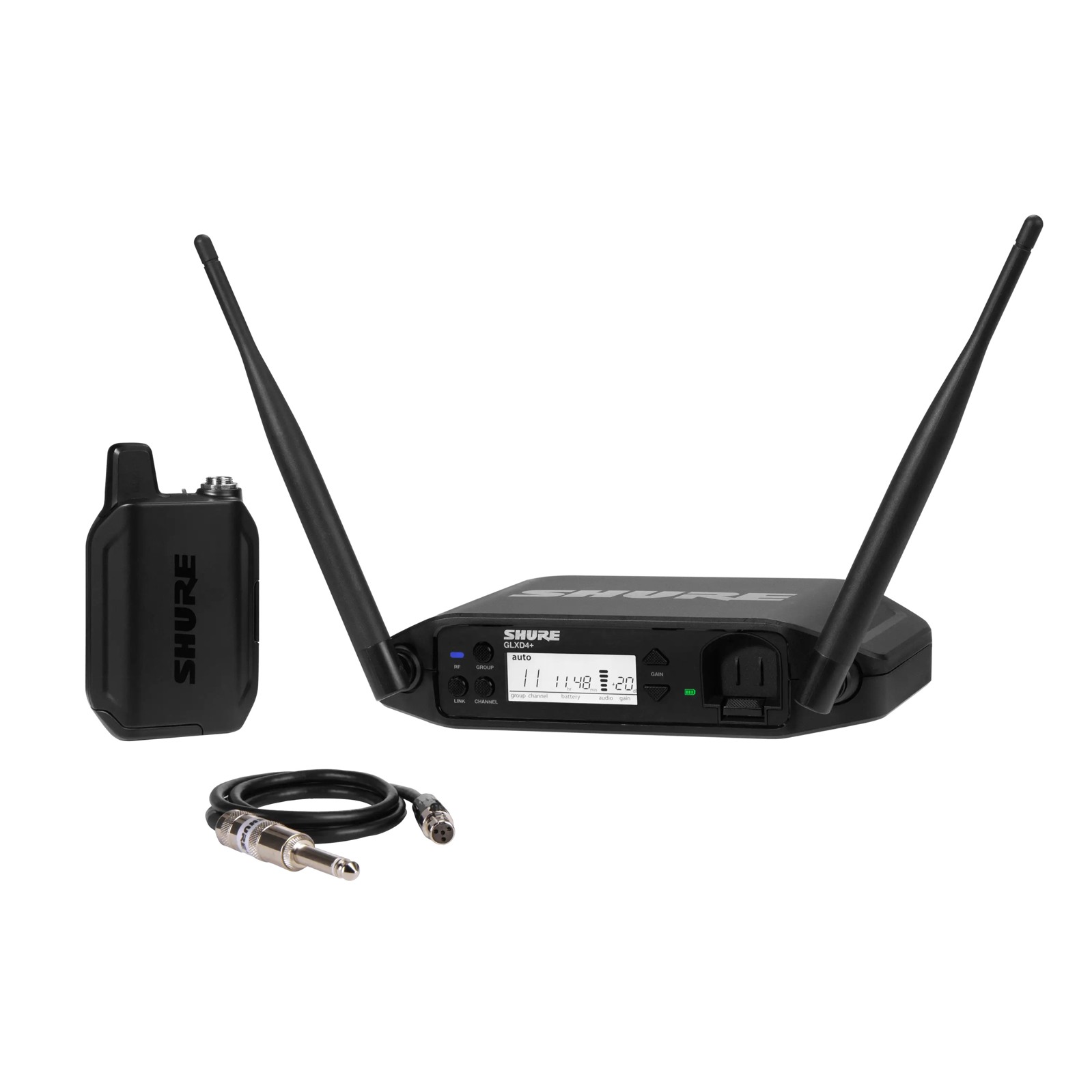 Shure GLXD14+E-Z4 - Cyfrowy system bezprzewodowy DUAL BAND z nadajnikiem bodypack i kablem gitarowym WA302