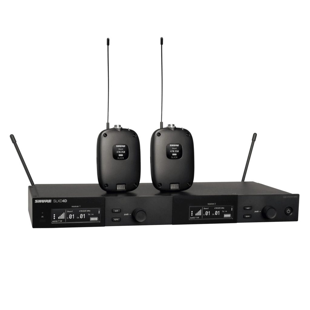 Shure SLXD14DE-G59 - Podwójny cyfrowy system bezprzewodowy z nadajnikiem bodypack i kablem gitarowym W...
