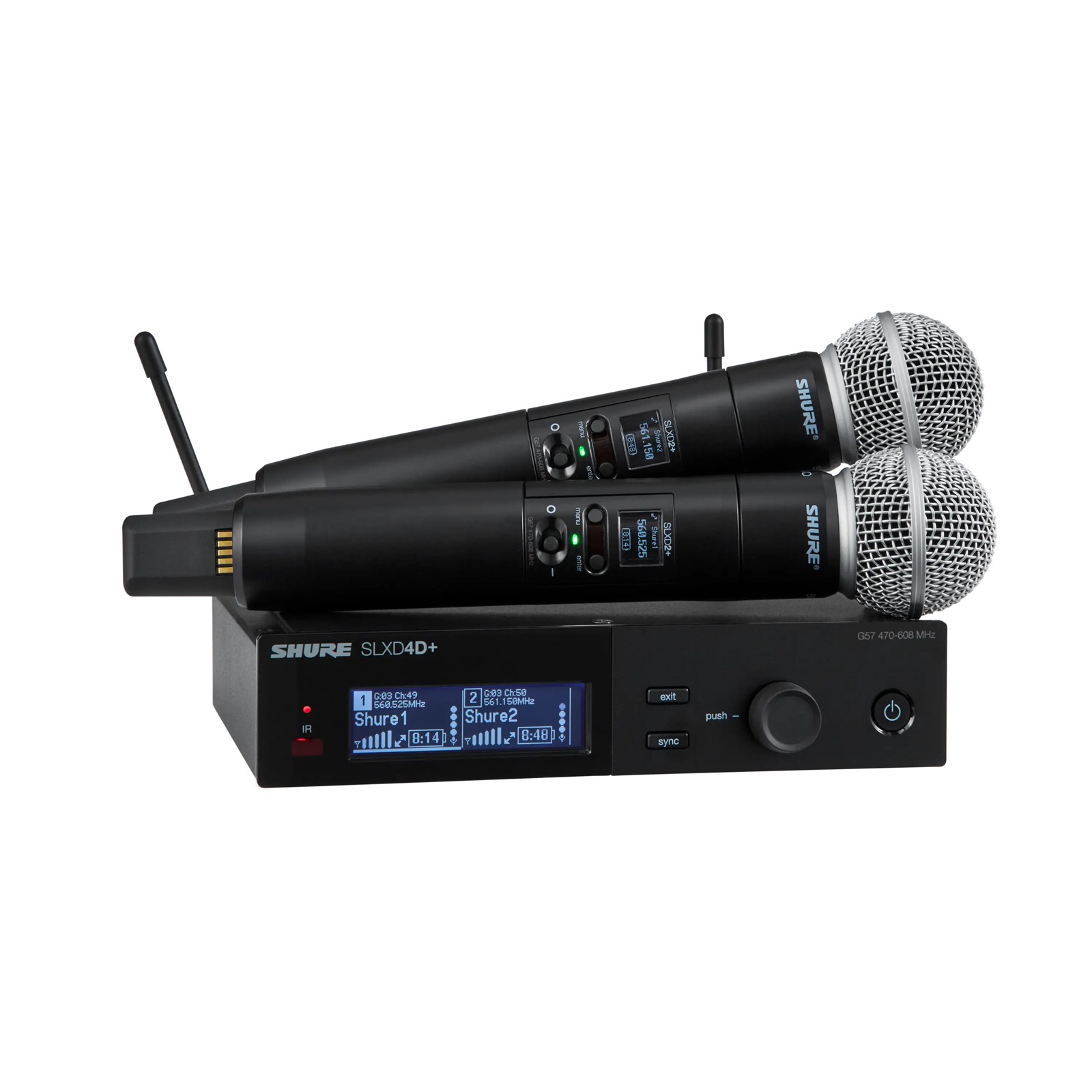 Shure SLXD24D+E/58-G65 - Podwójny cyfrowy system bezprzewodowy z dwoma nadajnikami/mikrofonami "do ręki...