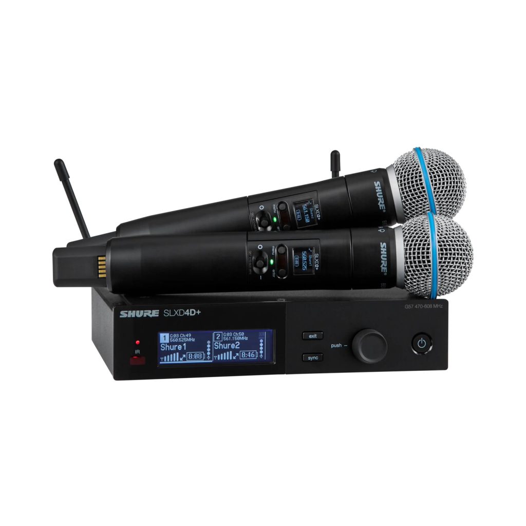 Shure SLXD24D+E/B58-G65 - Podwójny cyfrowy system bezprzewodowy z dwoma nadajnikami/mikrofonami "do ręk...