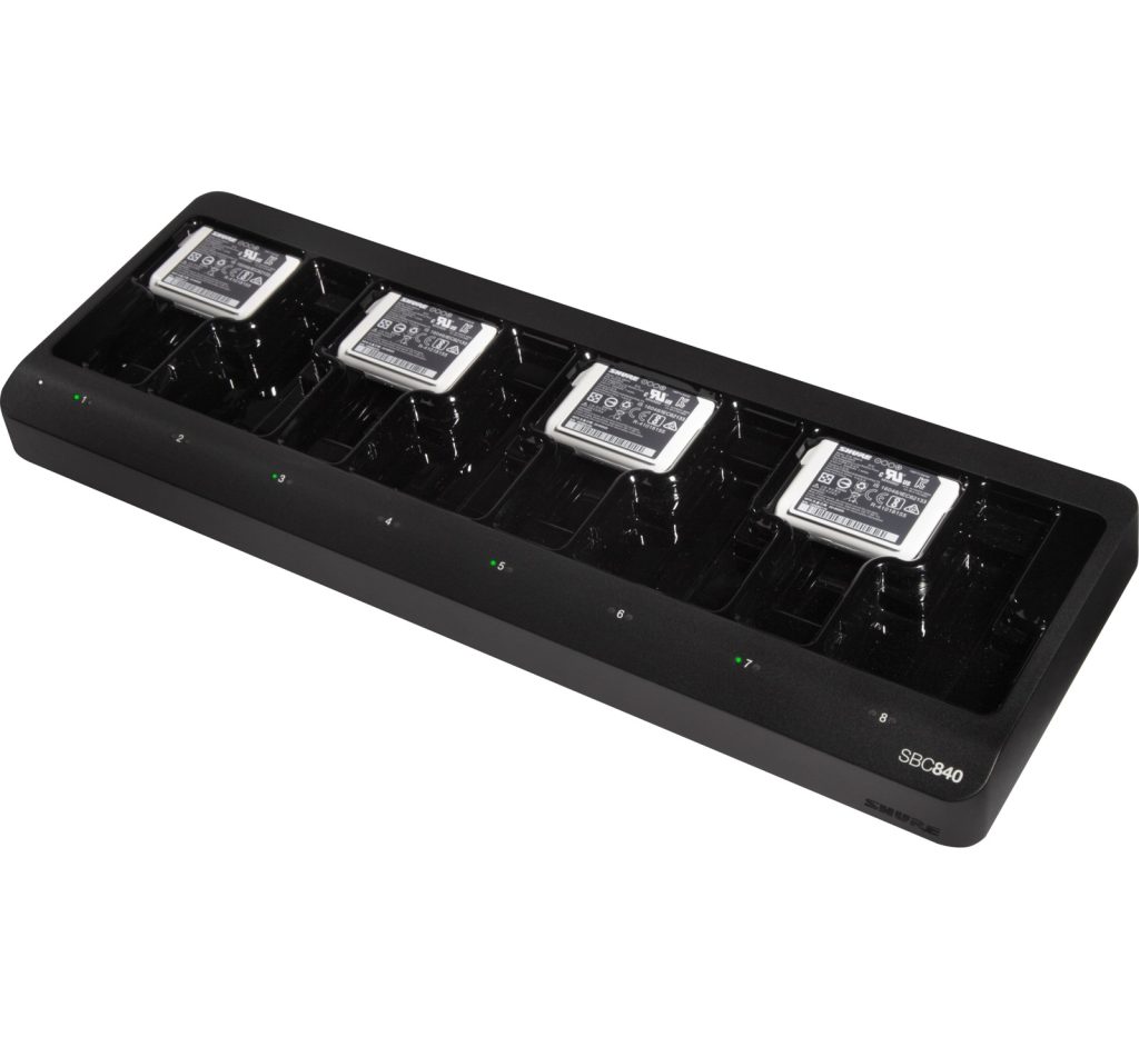 Shure SBC840-E - sieciowa ładowarka dla 8 akumulatorów Li-Ion SB910 i SB920 z zasilaczem.