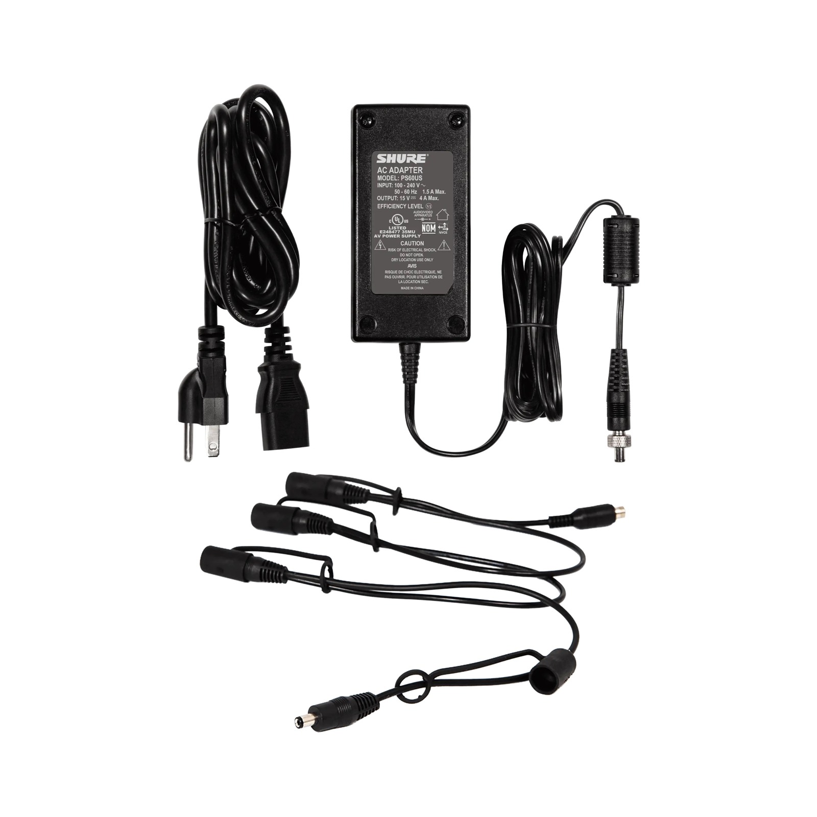 Shure PS 124-E - zasilacz PS45E z 4 kablami dystrybucji zasilania (bez zabezp.)