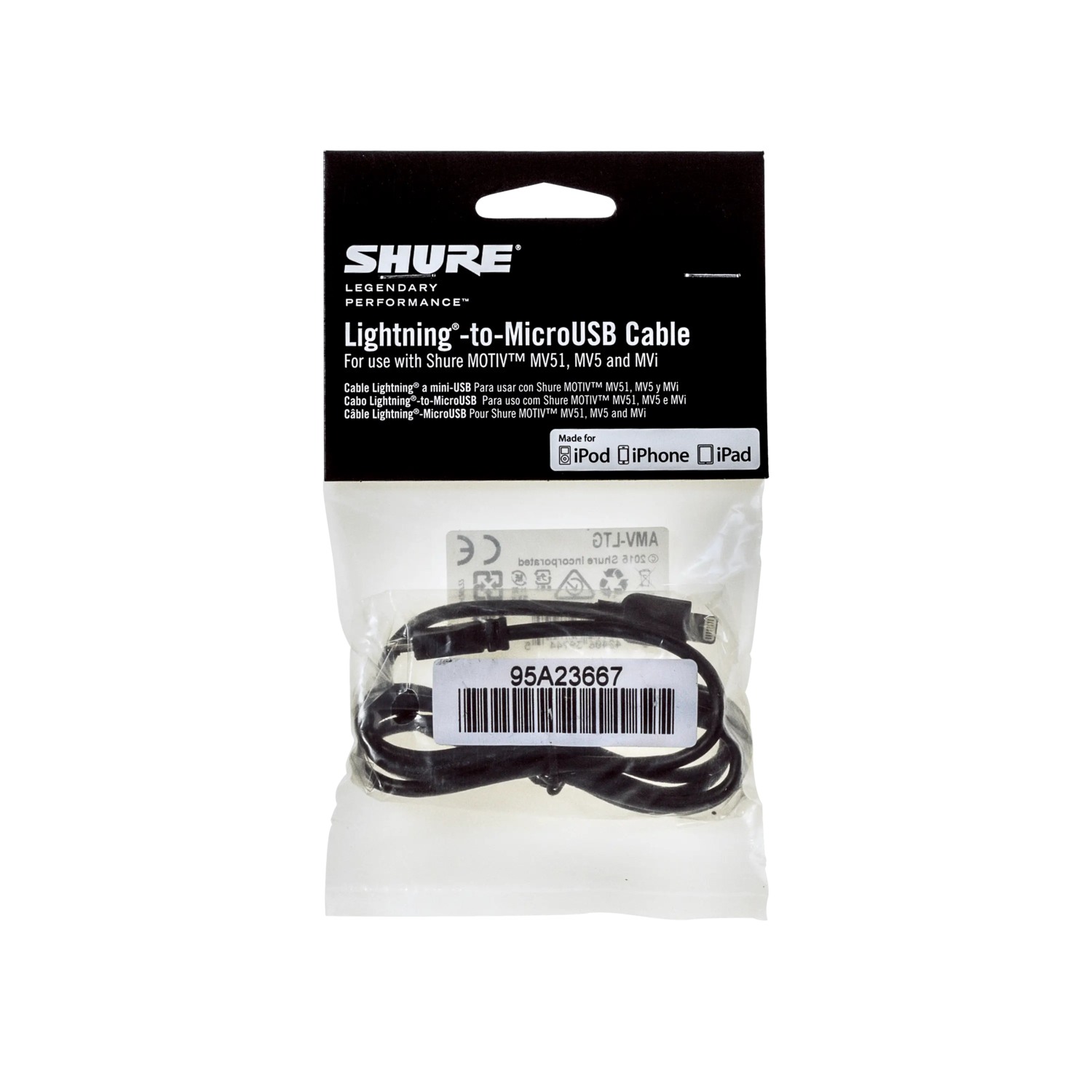 AMV-LTG - Kabel MicroB-do-Lightning 1 m Shure
