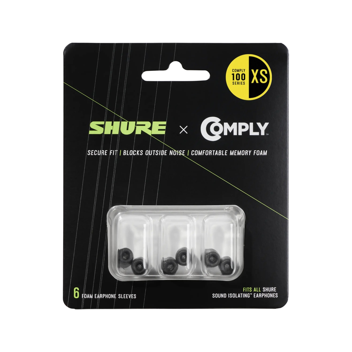Shure EACYF1-6XS - Wkładki piankowe Comply TZ-100 do słuchawek SE, 6 sztuk, rozmiar XS
