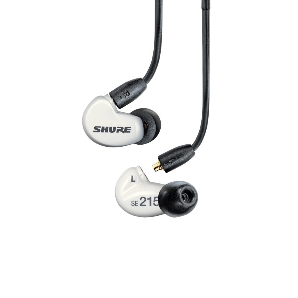 Shure SE215DYWH+UNI-EFS - Słuchawki douszne AONIC215 z pojedynczym przetwornikiem i kablem 3.5mm (białe)