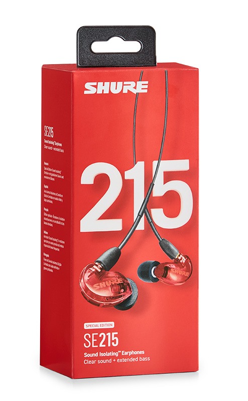 Shure SE215SPE-RD-EFS - Słuchawki douszne z pojedynczym przetwornikiem i kablem 3.5mm (czerwone) - wers...