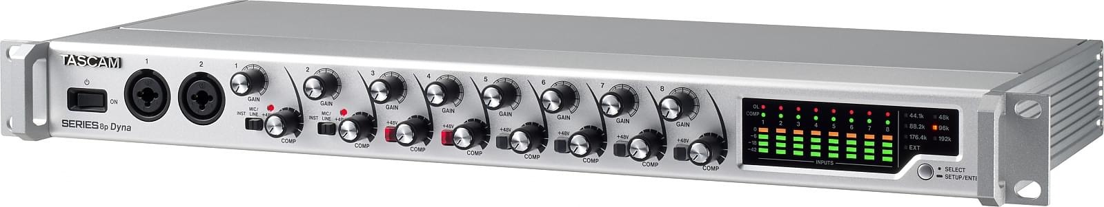 Tascam SERIES 8P DYNA - 8-kanałowy przedwzmacniacz mikrofonowy z analogowym kompresorem, analogowe i opt...