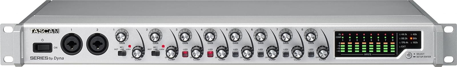 Tascam SERIES 8P DYNA - 8-kanałowy przedwzmacniacz mikrofonowy z analogowym kompresorem, analogowe i opt...