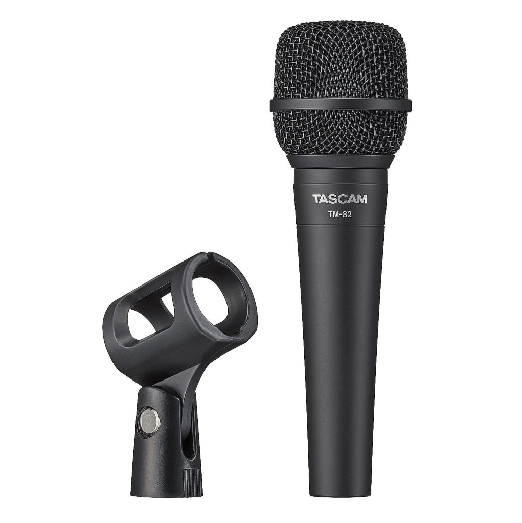 Tascam TM-82 - mikrofon dynamiczny do wokali i instrumentów, kardioidalny, uchwyt w komplecie