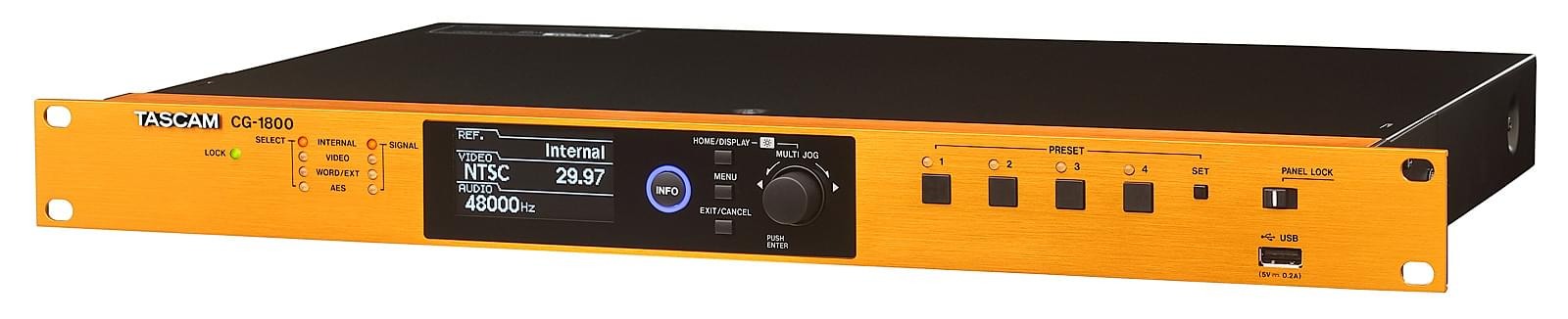 Tascam CG-1800 - generator zegara: 4 wyjścia video sync, 12 wyjść wordclock, 2 wyjścia AES3 lub AES11, 2...