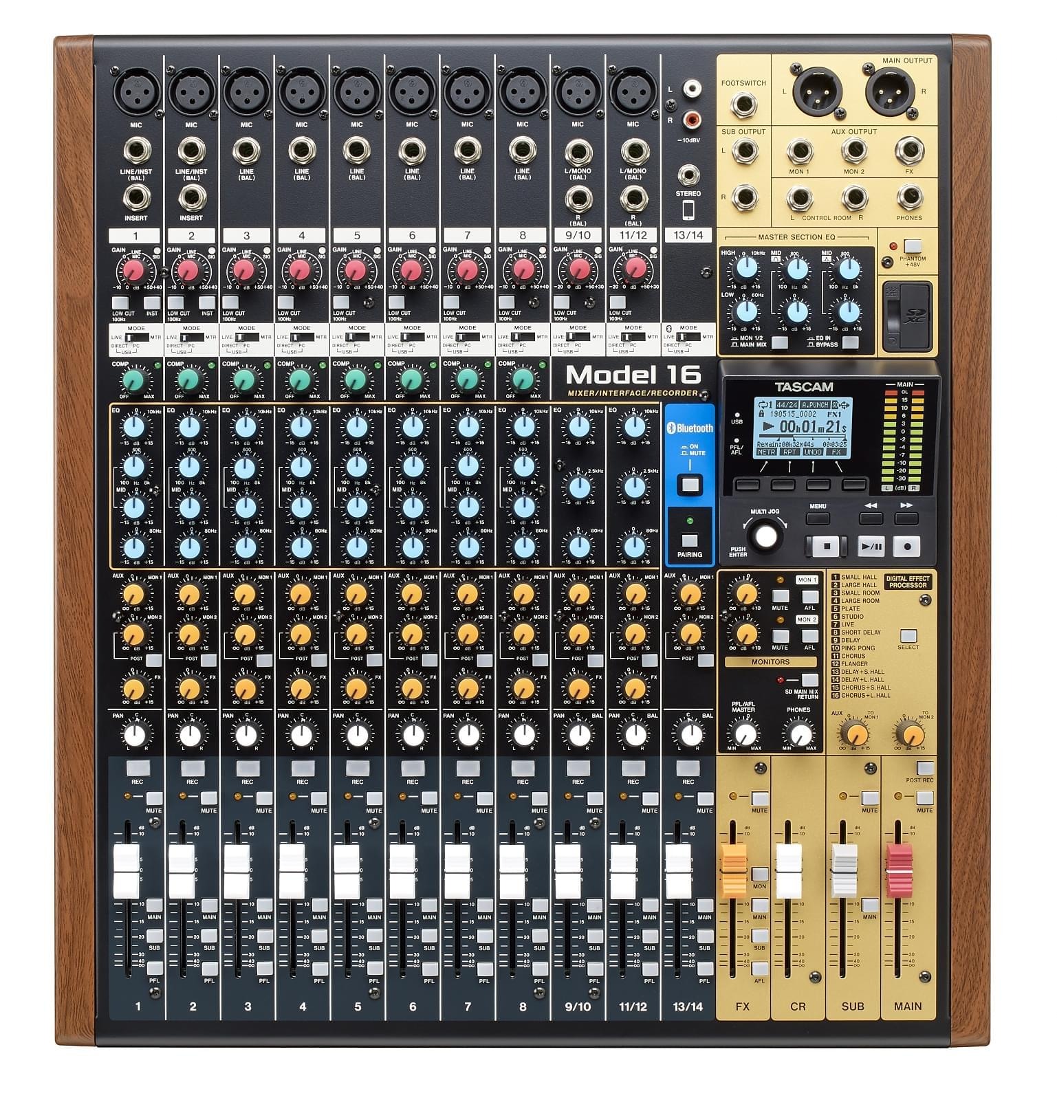 Tascam MODEL 16 - 14-kanałowy analogowy mikser fonii / 16-śladowy rejestrator cyfrowy / interfejs USB