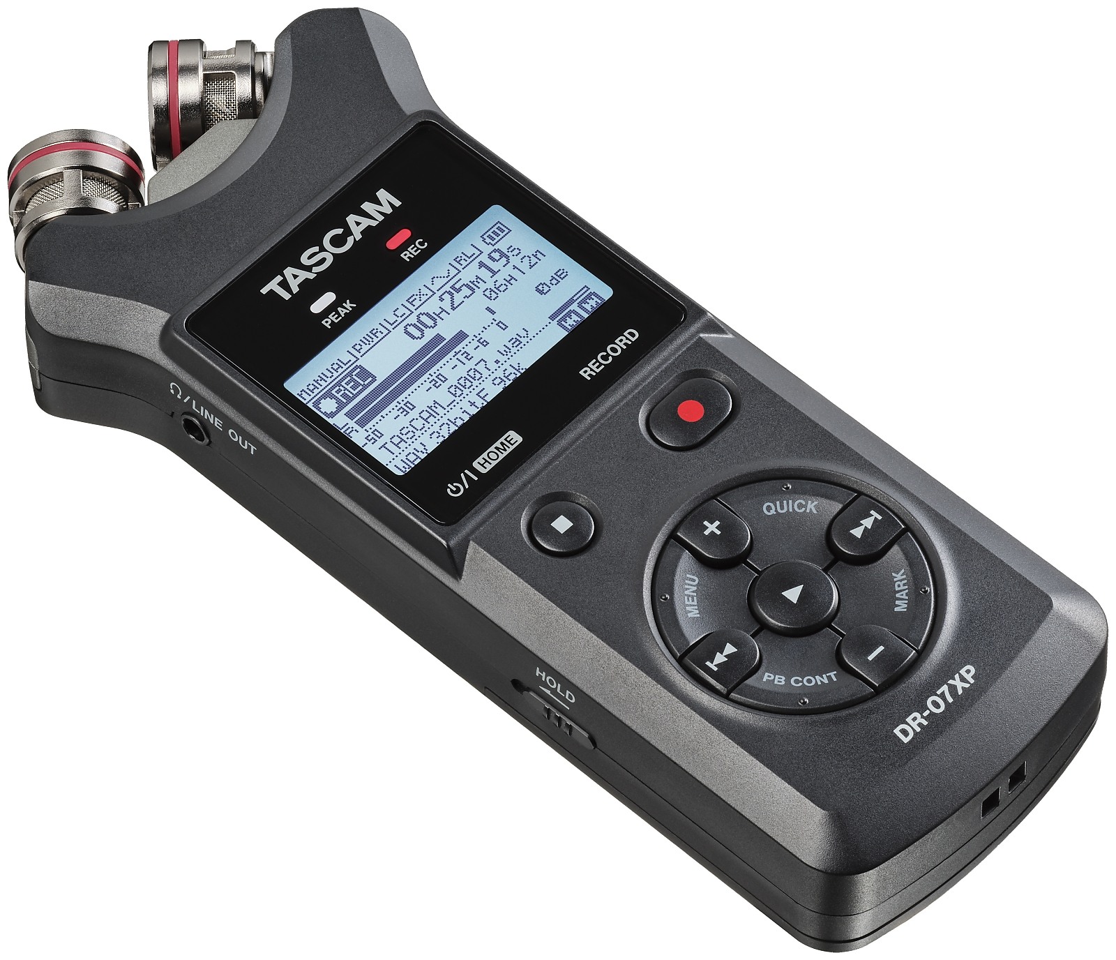 Tascam DR-07XP - Przenośny rejestrator cyfrowy z interfejsem USB, zapis na karcie pamięci microSD