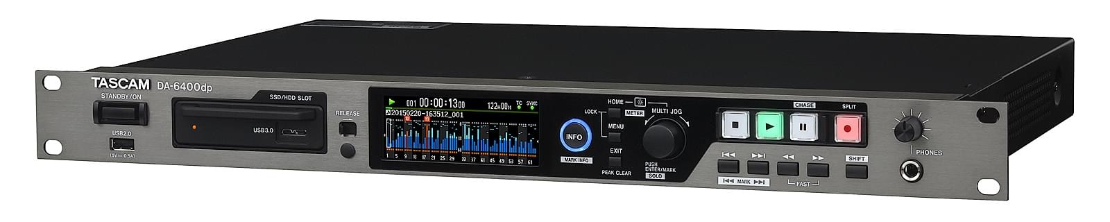 DA-6400 - 64-śladowy rejestrator audio TASCAM, zawiera AK-CC25 i 240GB SSD