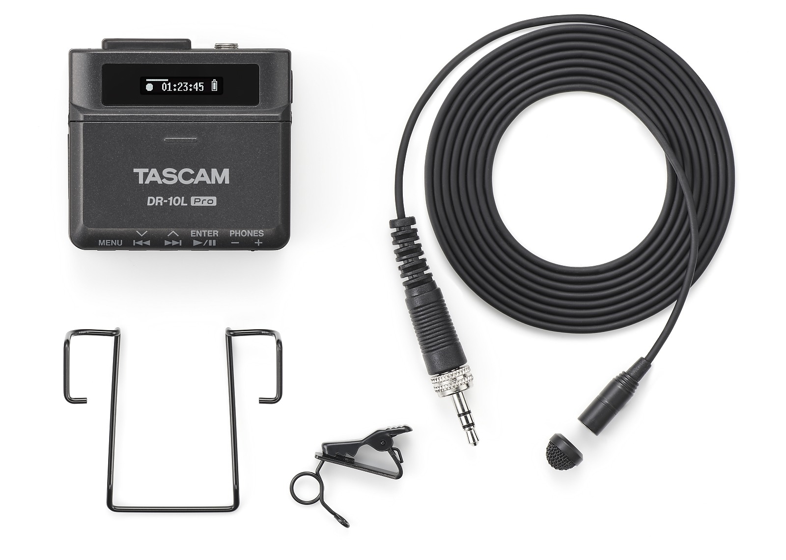 DR-10L PRO - cyfrowy rejestrator Tascam typu "body-pack" z mikrofonem lavalier (czarny), Technolo...