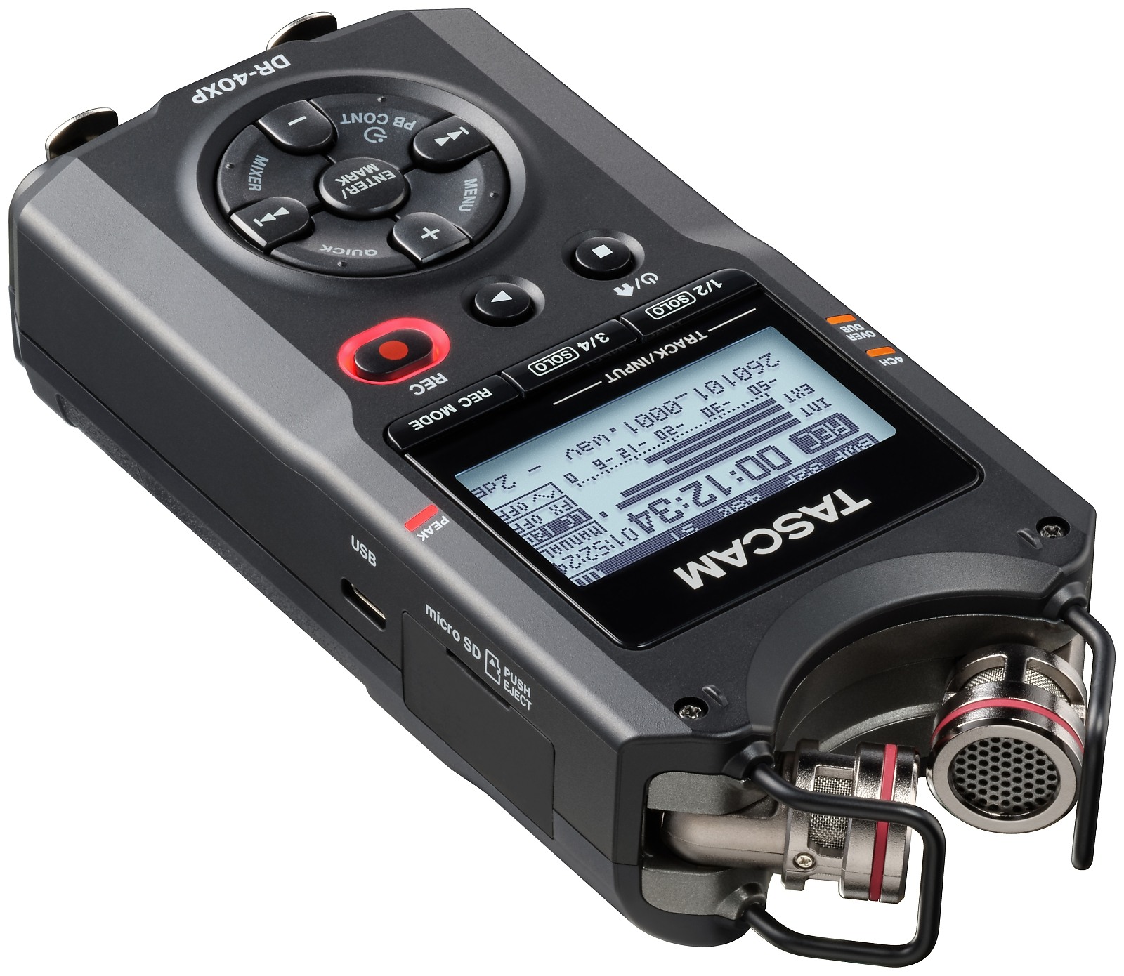 DR-40XP- Portable Digital Recorder TASCAM (czarny) na karty SD, technologia 32-bit Float