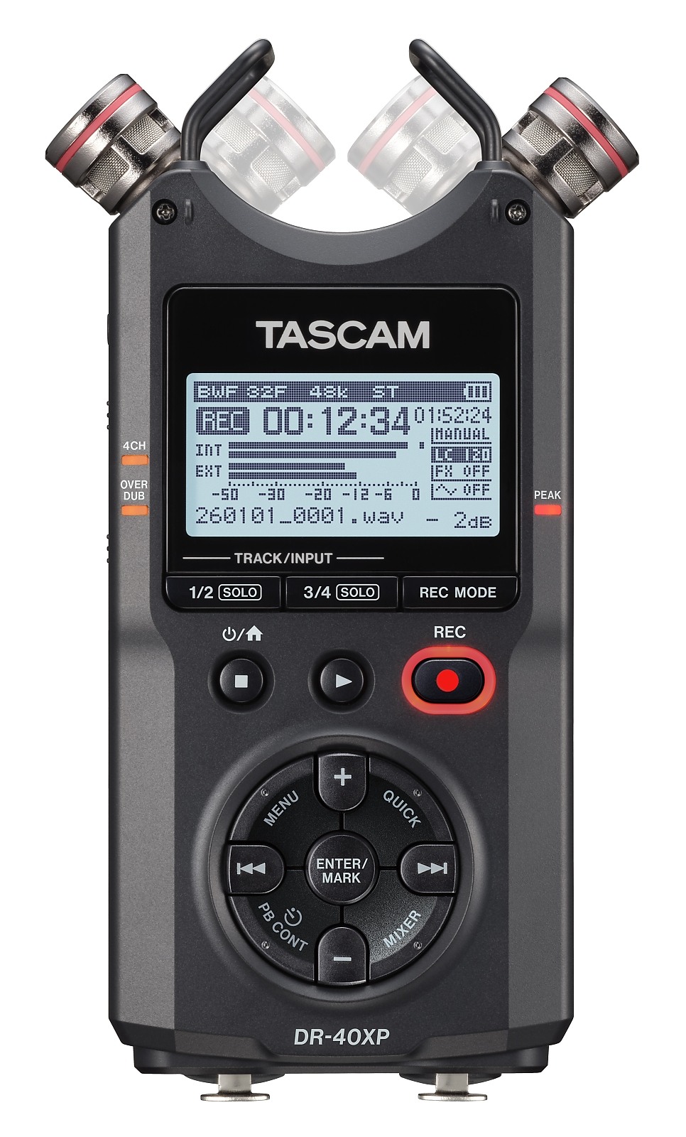 DR-40XP- Portable Digital Recorder TASCAM (czarny) na karty SD, technologia 32-bit Float