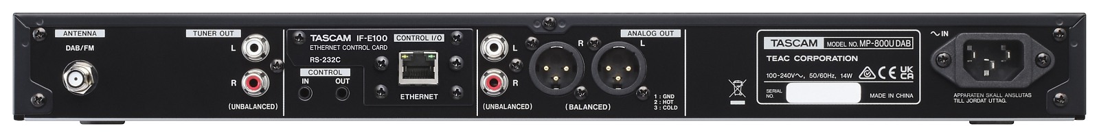 Tascam MP-800UDAB - Odtwarzacz SD/USB z tunerem DAB/FM, USB DAC i opcja Bluetooth