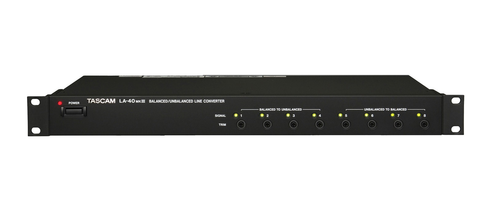 Tascam LA-40MKIII – czterokanałowy konwerter symetryczny/niesymetryczny, rack 1U