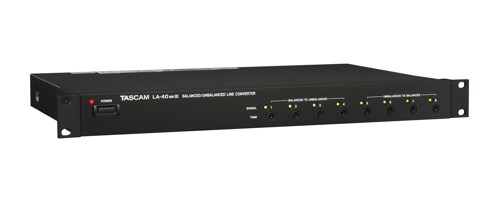 Tascam LA-40MKIII – czterokanałowy konwerter symetryczny/niesymetryczny, rack 1U