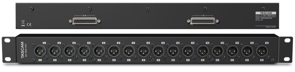 Tascam BO-16DX-OUT - Panel przyłączeniowy 16 wyjść XLR(M) z wyprowadzeniem na 2 złączach SUB-D25