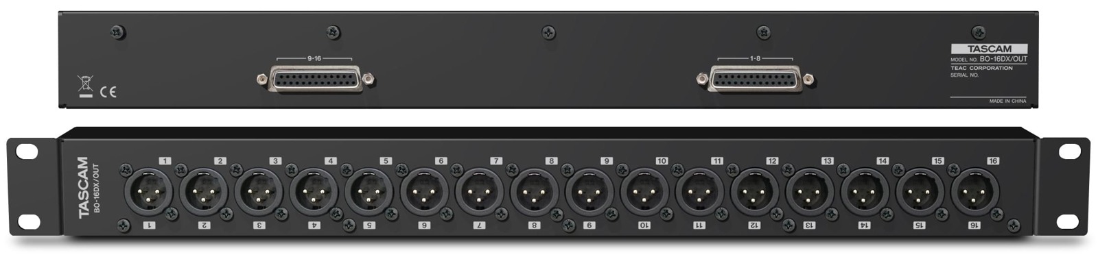 Tascam BO-16DX-OUT - Panel przyłączeniowy 16 wyjść XLR(M) z wyprowadzeniem na 2 złączach SUB-D25