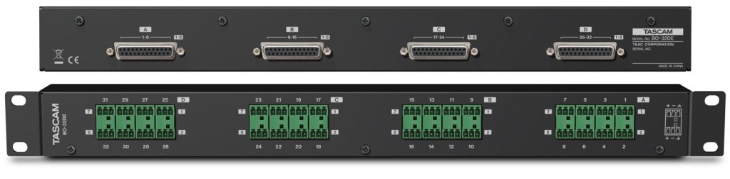 Tascam BO-32DE - Panel przyłączeniowy 32 złącza Euroblock z wyprowadzeniem 4 złącz SUB-D25
