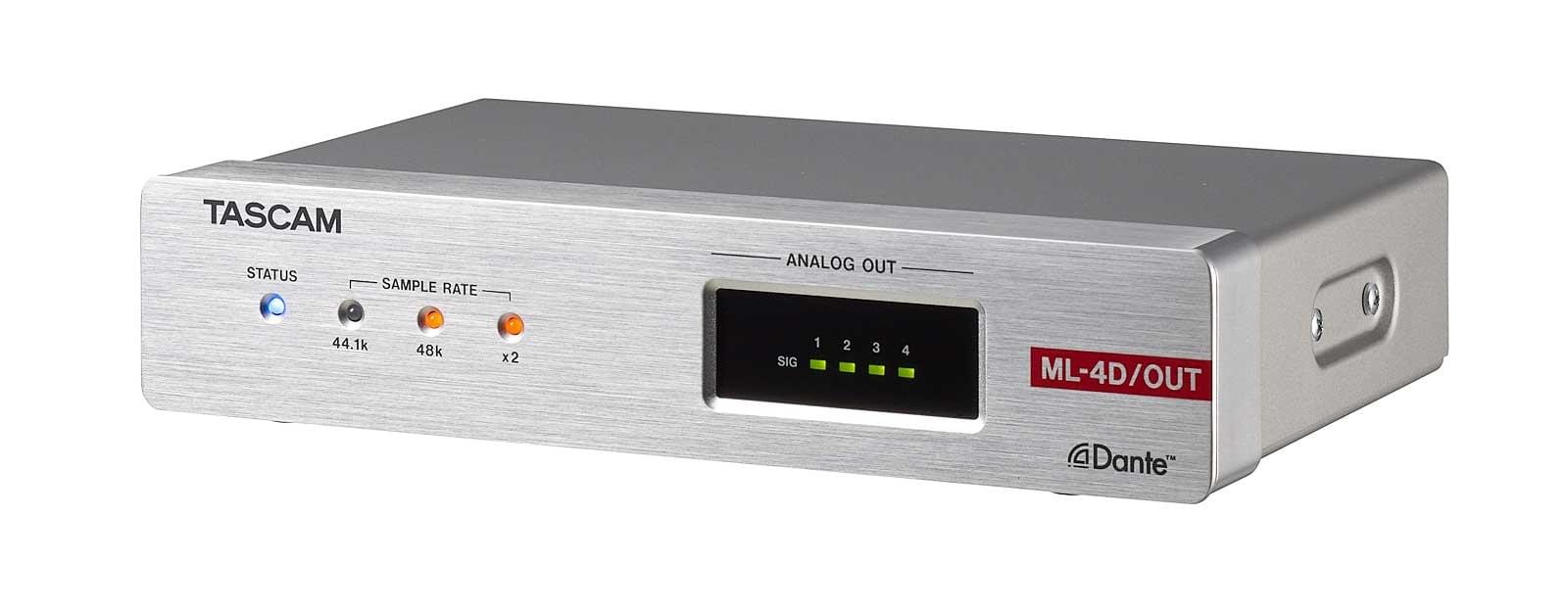 ML-4D-OUT-E - konwerter 4 Line Out - DANTE, z DSP. Złącza Euroblock. 1/2 19", 1U Tascam